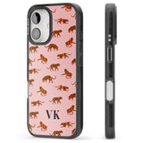 iPhone 16 Pro Max Personalised Safari Tiger Pattern on Pink Black Impact Phone Case