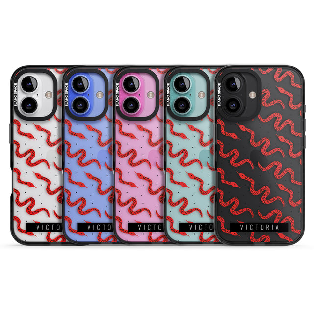 iPhone 16 Pro Max Personalised Snake Pattern Black Impact Phone Case