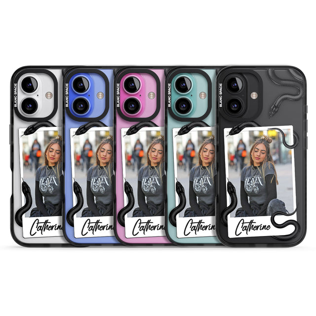 iPhone 16 Pro Max Personalised Snake Instant Photo Black Impact Phone Case