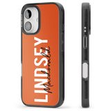 iPhone 16 Pro Max Personalised Bold Name: Orange Black Impact Phone Case