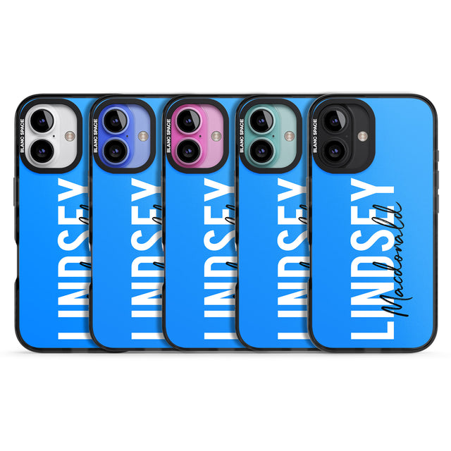 iPhone 16 Pro Max Personalised Bold Name: Blue Black Impact Phone Case