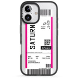 iPhone 16 Pro Max Personalised Saturn Space Travel Ticket Black Impact Phone Case