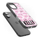 iPhone 16 Pro Max Personalised Pink Stripes & Lips Black Impact Phone Case