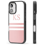 iPhone 16 Pro Max Personalised Minimal Pink Stripes & Initials Black Impact Phone Case