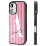 iPhone 16 Pro Max Personalised Pink on Pink Stripes Black Impact Phone Case