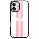 iPhone 16 Pro Max Personalised Minimal Pink Stripes Black Impact Phone Case