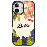 iPhone 16 Pro Max Personalised Vintage Fruits Black Impact Phone Case + Magsafe