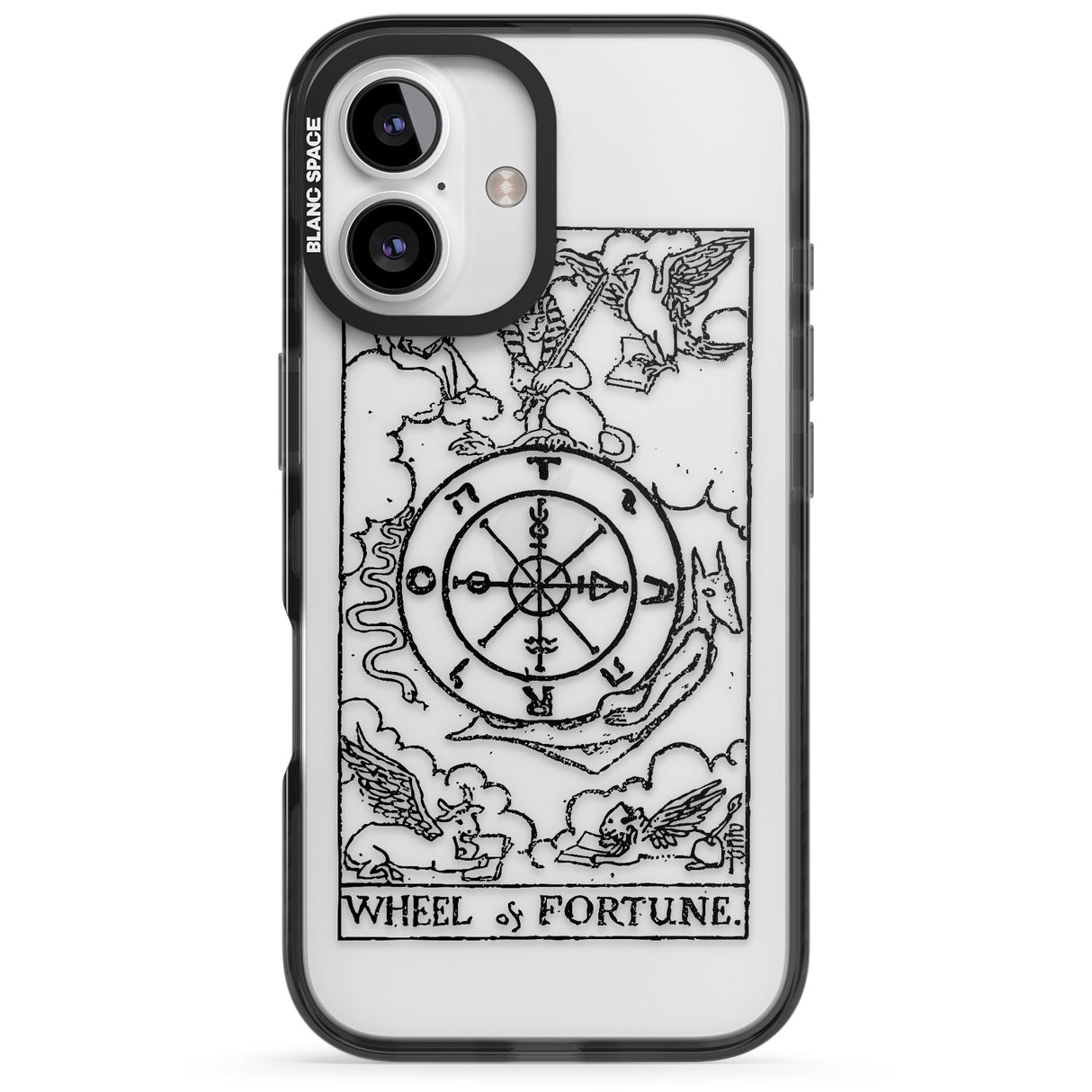 iPhone 16 Pro Max Personalised Wheel of Fortune Tarot Card - Transparent Black Impact Phone Case