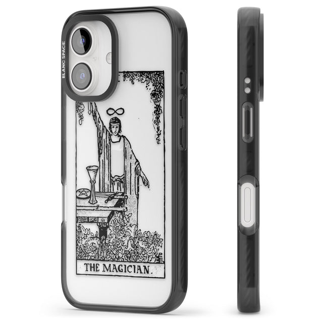 iPhone 16 Pro Max Personalised The Magician Tarot Card - Transparent Black Impact Phone Case