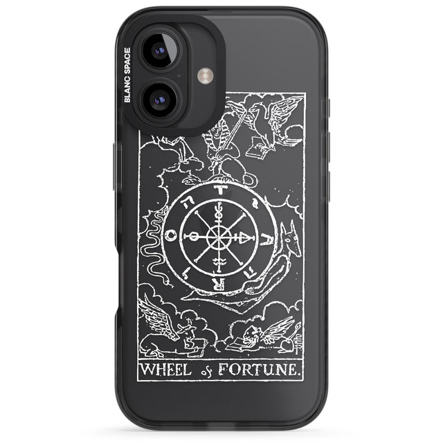 iPhone 16 Pro Max Personalised Wheel of Fortune Tarot Card - White Transparent Black Impact Phone Case