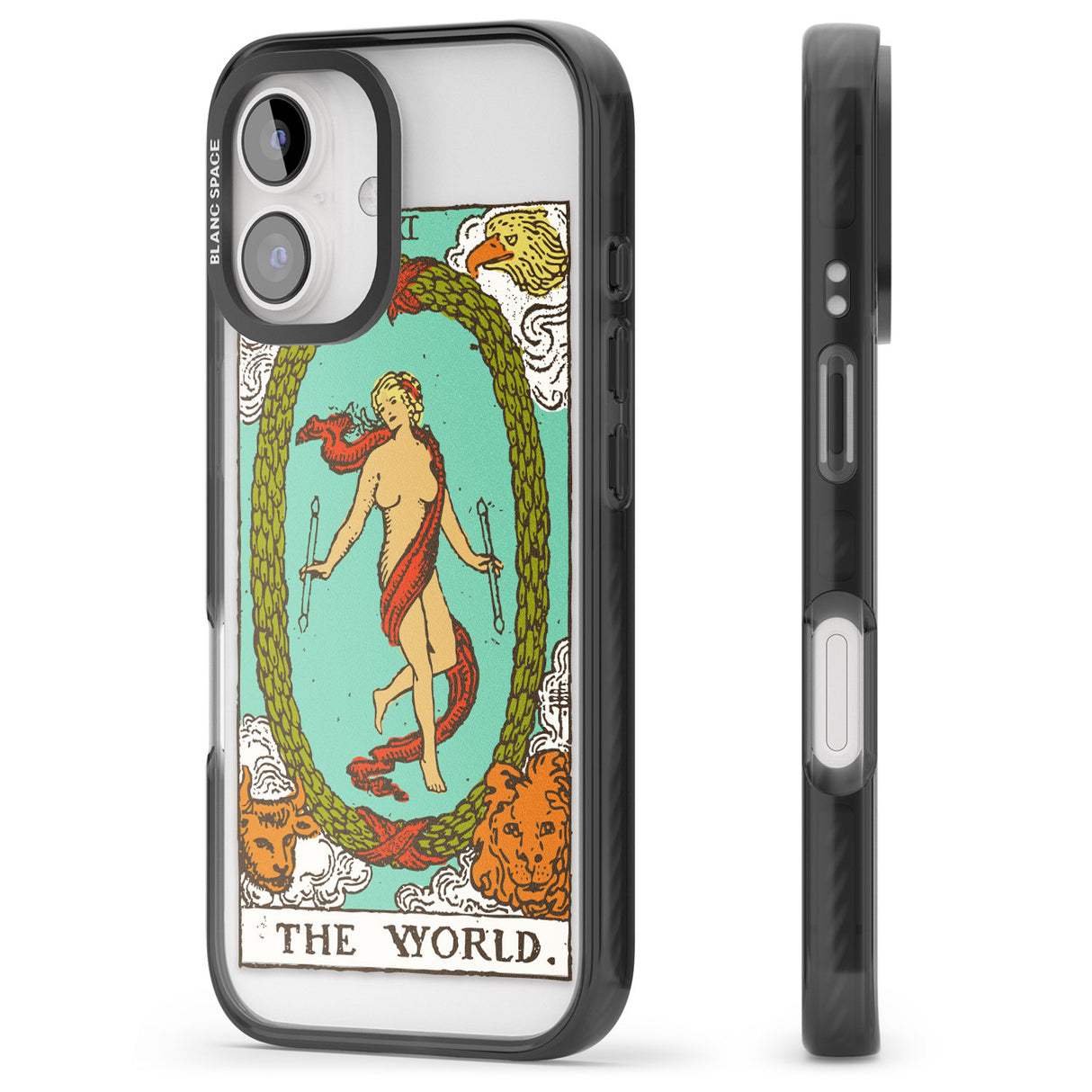 iPhone 16 Pro Max Personalised The World Tarot Card - Colour Black Impact Phone Case