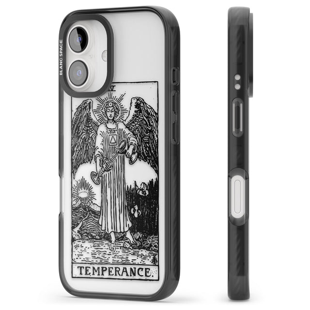 iPhone 16 Pro Max Personalised Temperance Tarot Card - Transparent Black Impact Phone Case