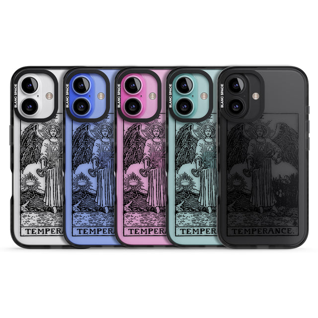 iPhone 16 Pro Max Personalised Temperance Tarot Card - Transparent Black Impact Phone Case