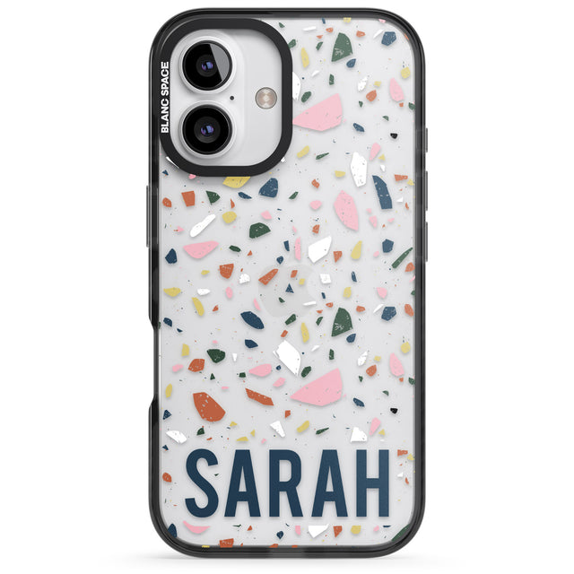 iPhone 16 Pro Max Personalised Terrazzo Black Impact Phone Case