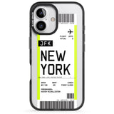 iPhone 16 Pro Max Personalised New York Boarding Pass Black Impact Phone Case