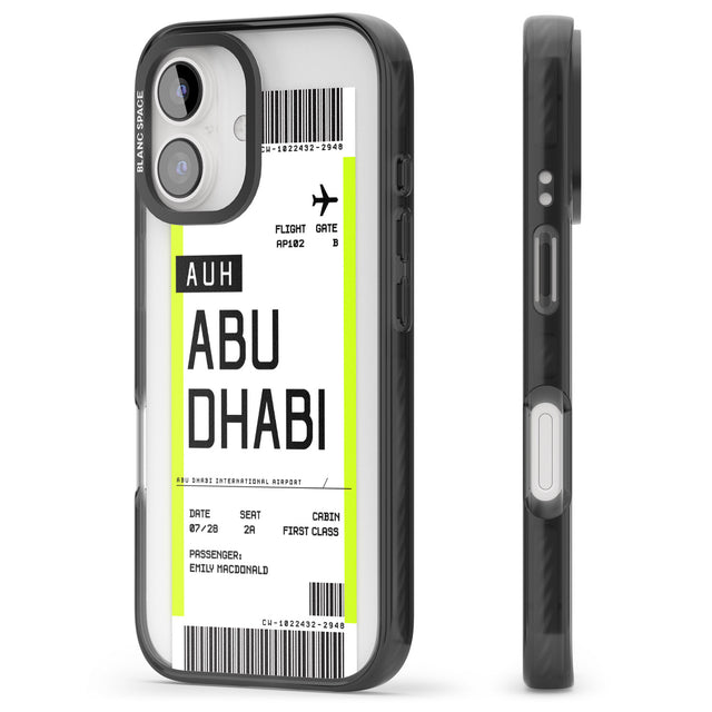 iPhone 16 Pro Max Personalised Abu Dhabi Boarding Pass Black Impact Phone Case