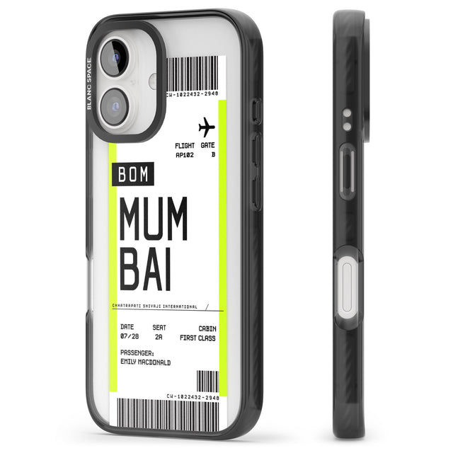 iPhone 16 Pro Max Personalised Mumbai Boarding Pass Black Impact Phone Case