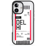 iPhone 16 Pro Max Personalised Delhi Boarding Pass Black Impact Phone Case