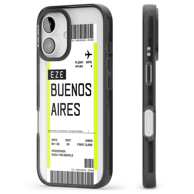 iPhone 16 Pro Max Personalised Buenos Aires Boarding Pass Black Impact Phone Case