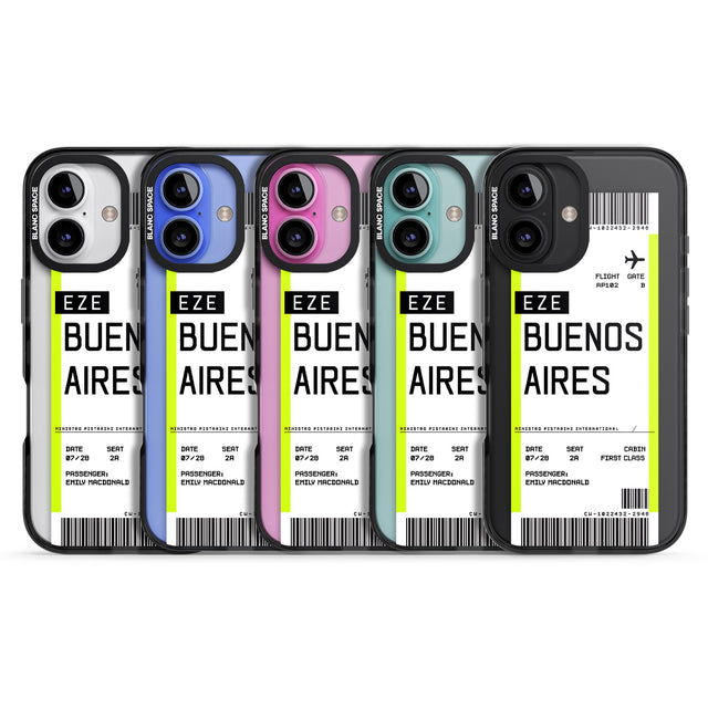 iPhone 16 Pro Max Personalised Buenos Aires Boarding Pass Black Impact Phone Case