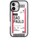 iPhone 16 Pro Max Personalised São Paulo Boarding Pass Black Impact Phone Case