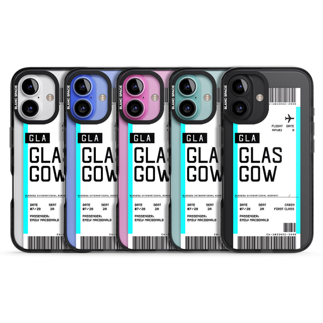 iPhone 16 Pro Max Personalised Glasgow Boarding Pass Black Impact Phone Case