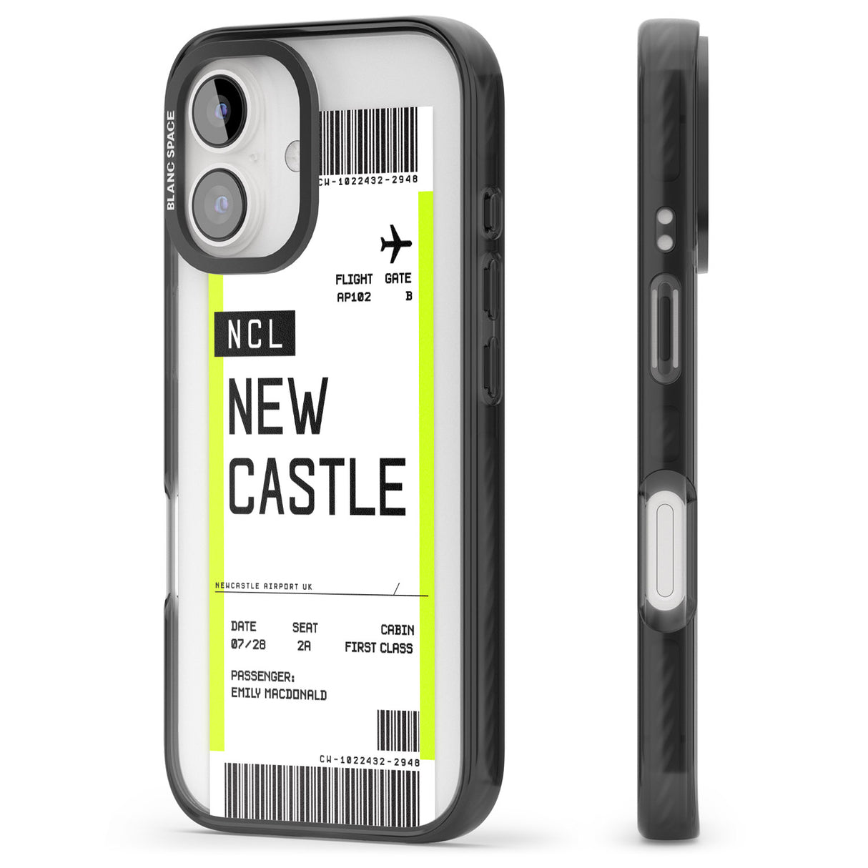 iPhone 16 Pro Max Personalised Newcastle Boarding Pass Black Impact Phone Case