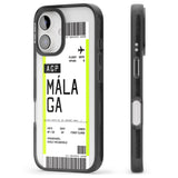 iPhone 16 Pro Max Personalised Málaga Boarding Pass Black Impact Phone Case