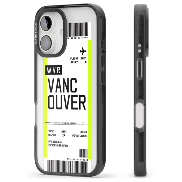 iPhone 16 Pro Max Personalised Vancouver Boarding Pass Black Impact Phone Case