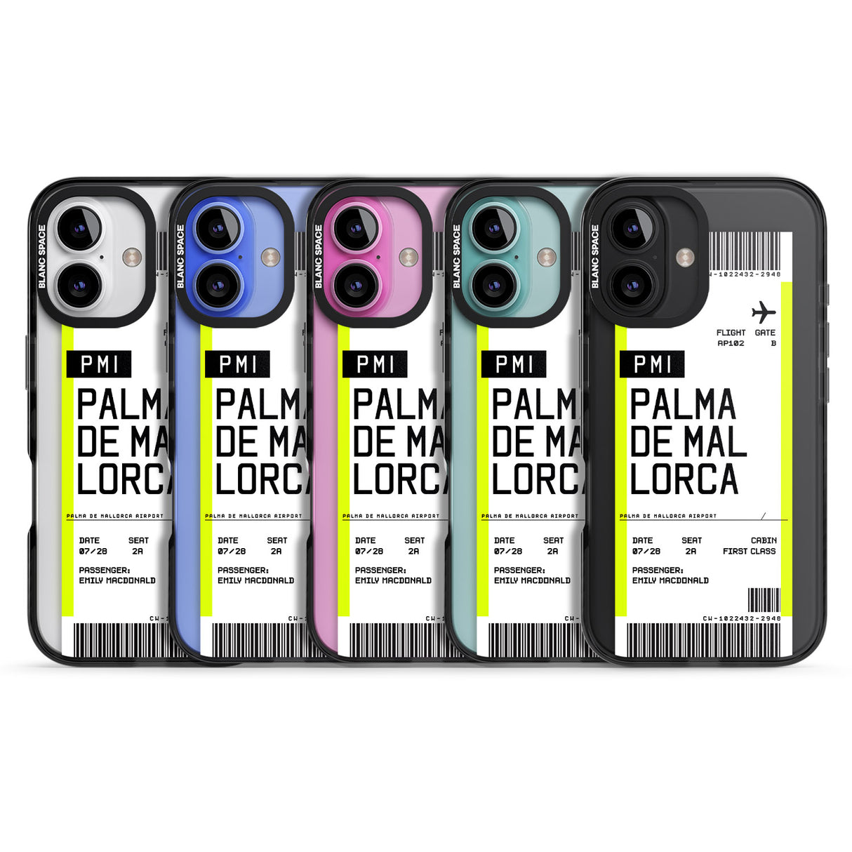 iPhone 16 Pro Max Personalised Palma De Mallorca Boarding Pass Black Impact Phone Case