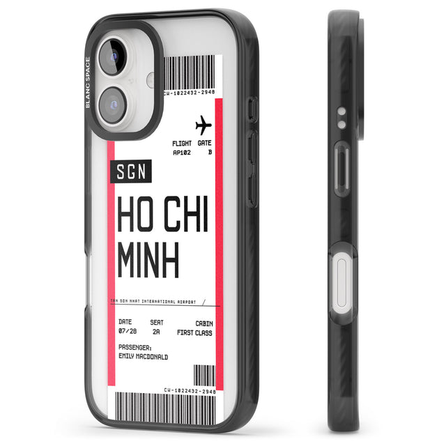 iPhone 16 Pro Max Personalised Ho Chi Minh City Boarding Pass Black Impact Phone Case