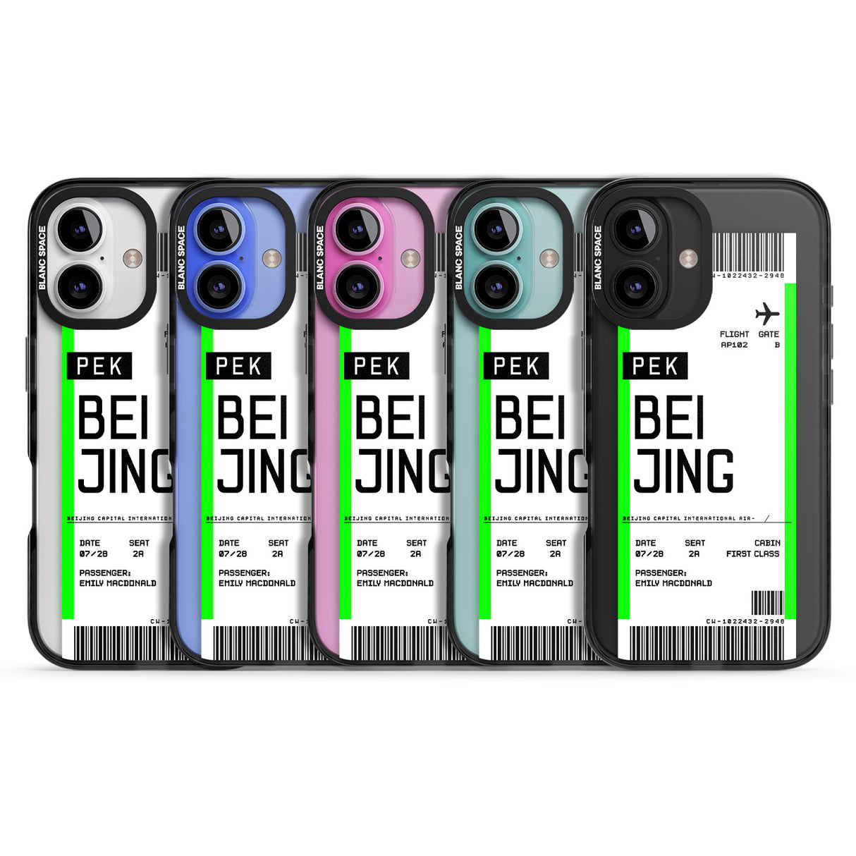 iPhone 16 Pro Max Personalised Beijing Boarding Pass Black Impact Phone Case