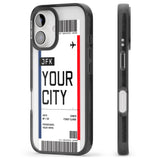 iPhone 16 Pro Max Personalised Create Your Own Boarding Pass Ticket Black Impact Phone Case