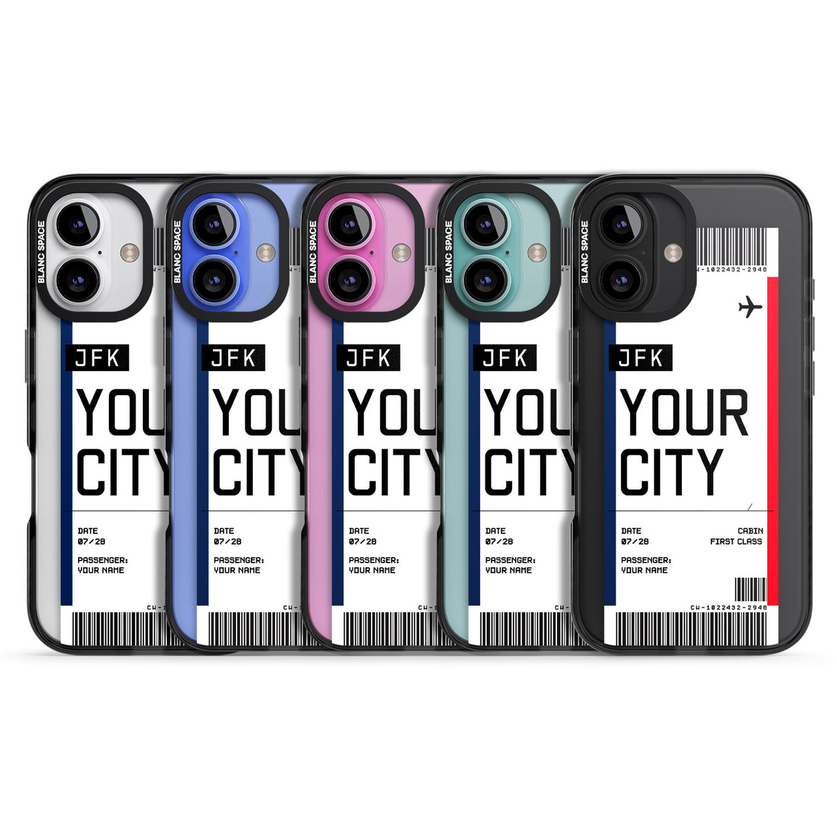 iPhone 16 Pro Max Personalised Create Your Own Boarding Pass Ticket Black Impact Phone Case