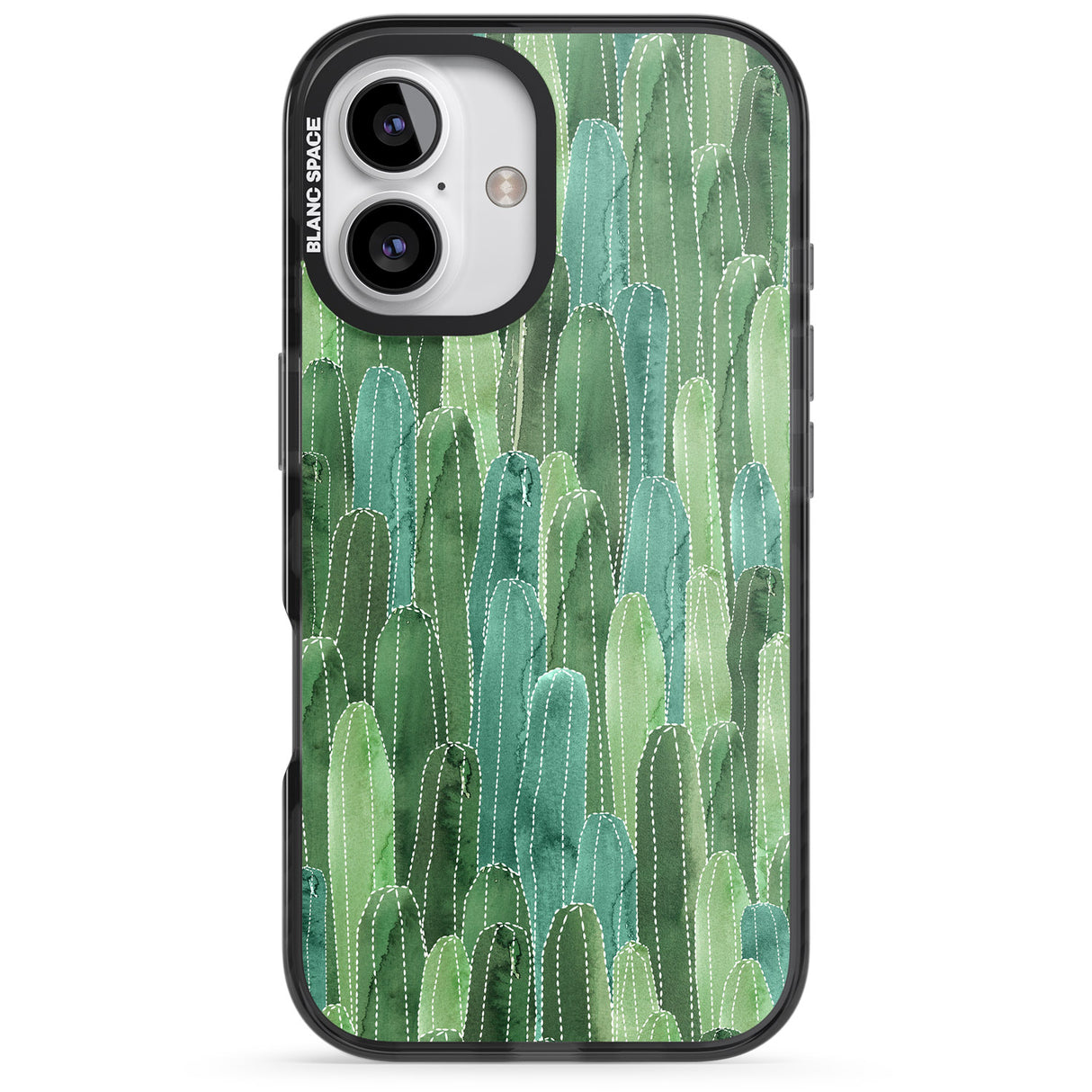 iPhone 16 Pro Max Skinny Cacti Pattern Design Black Impact Phone Case