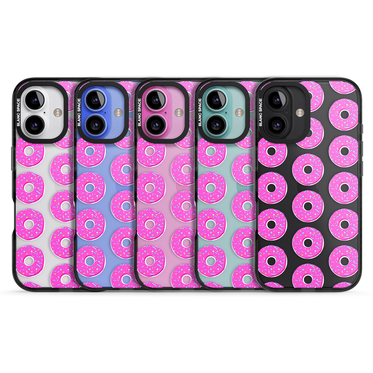 iPhone 16 Pro Max Pink Donut Pattern Black Impact Phone Case