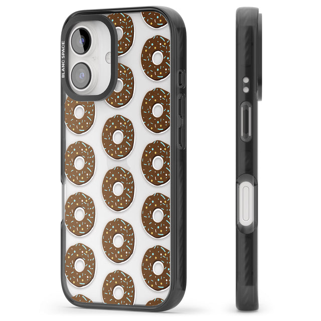 iPhone 16 Pro Max Chocolate Donut Pattern Black Impact Phone Case