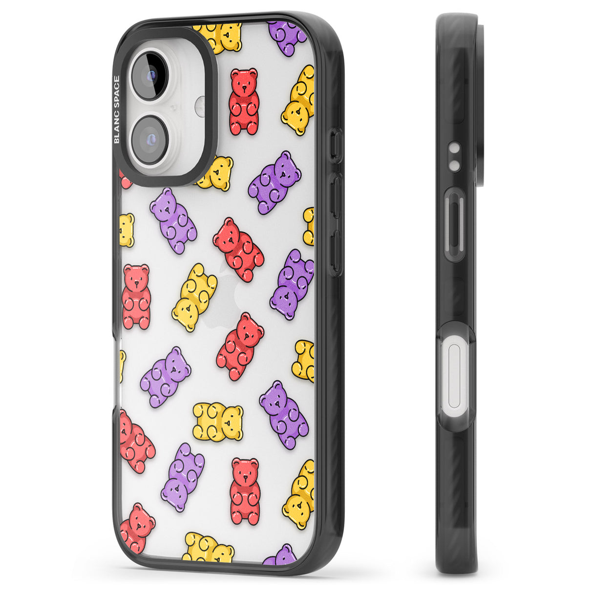 iPhone 16 Pro Max Gummy Bear Pattern Black Impact Phone Case