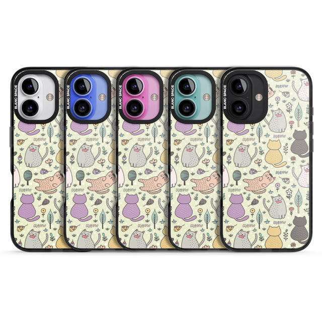 iPhone 16 Pro Max Cat Pattern Cream Black Impact Phone Case