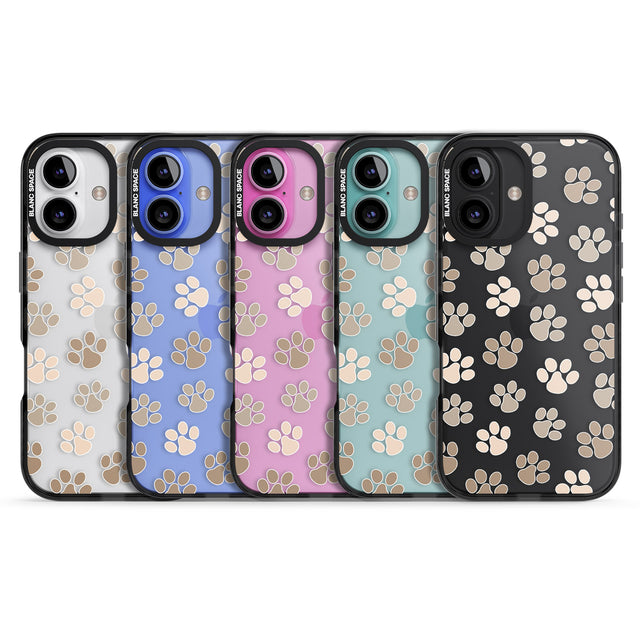 iPhone 16 Pro Max Paw Prints Black Impact Phone Case