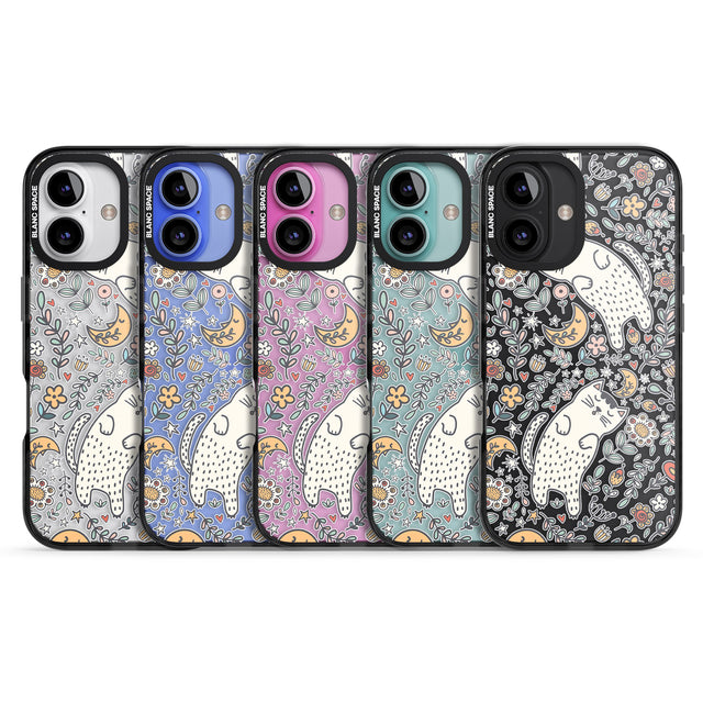 iPhone 16 Pro Max Sleeping Cat Pattern Black Impact Phone Case