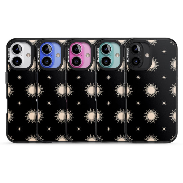 iPhone 16 Pro Max Celestial Patterns Classic Suns (Black) Black Impact Phone Case