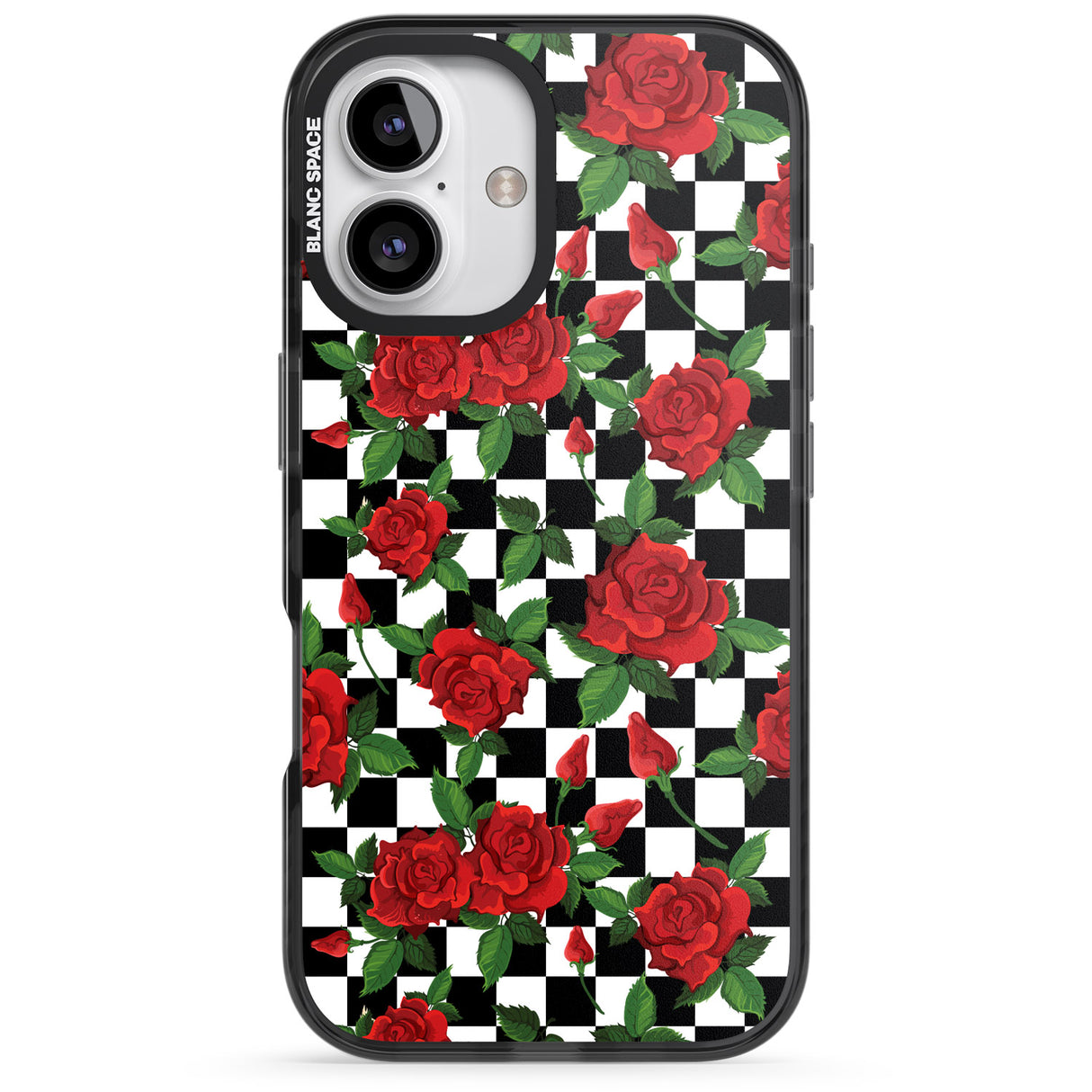 Checkered Pattern & Red Roses