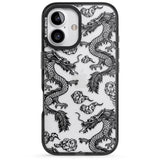 iPhone 16 Pro Max Black Dragon Pattern Black Impact Phone Case