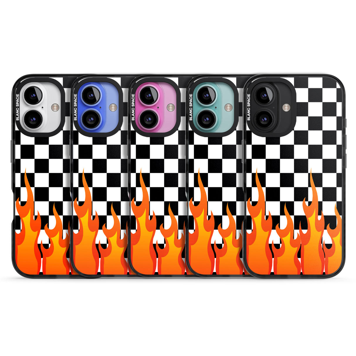 iPhone 16 Pro Max Checkered Fire Black Impact Phone Case