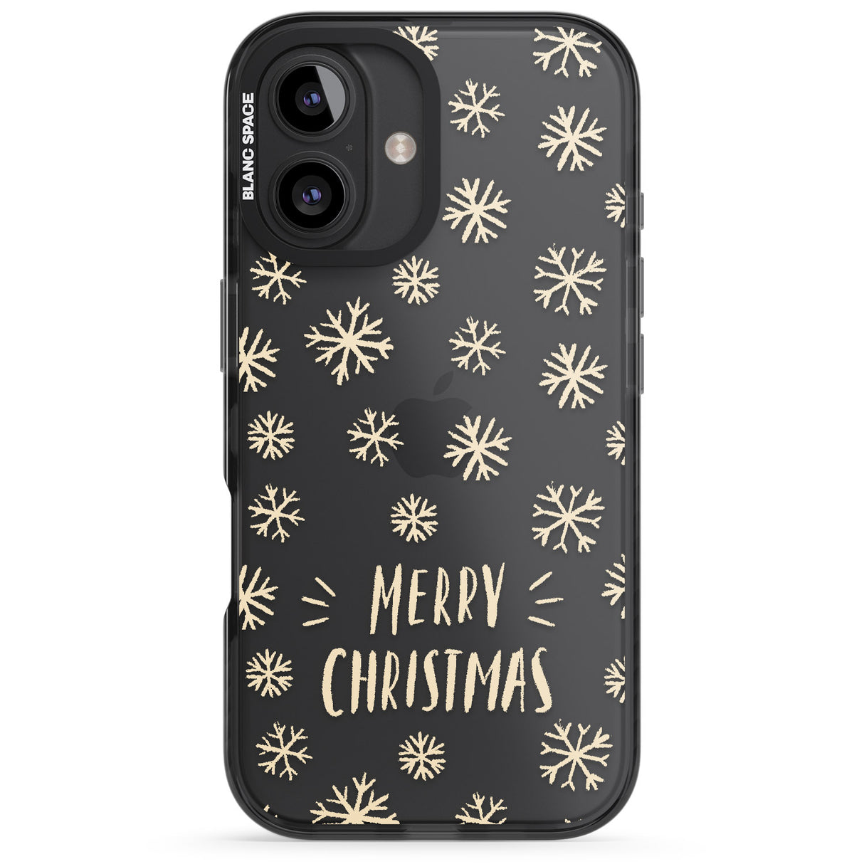 iPhone 16 Pro Max Christmas Snowflake Pattern Black Impact Phone Case