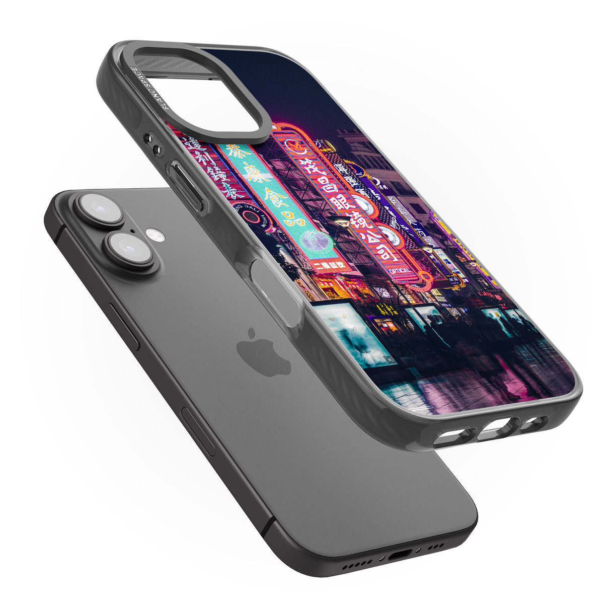 iPhone 16 Pro Max Busy Street - Neon Cities Photographs Black Impact Phone Case