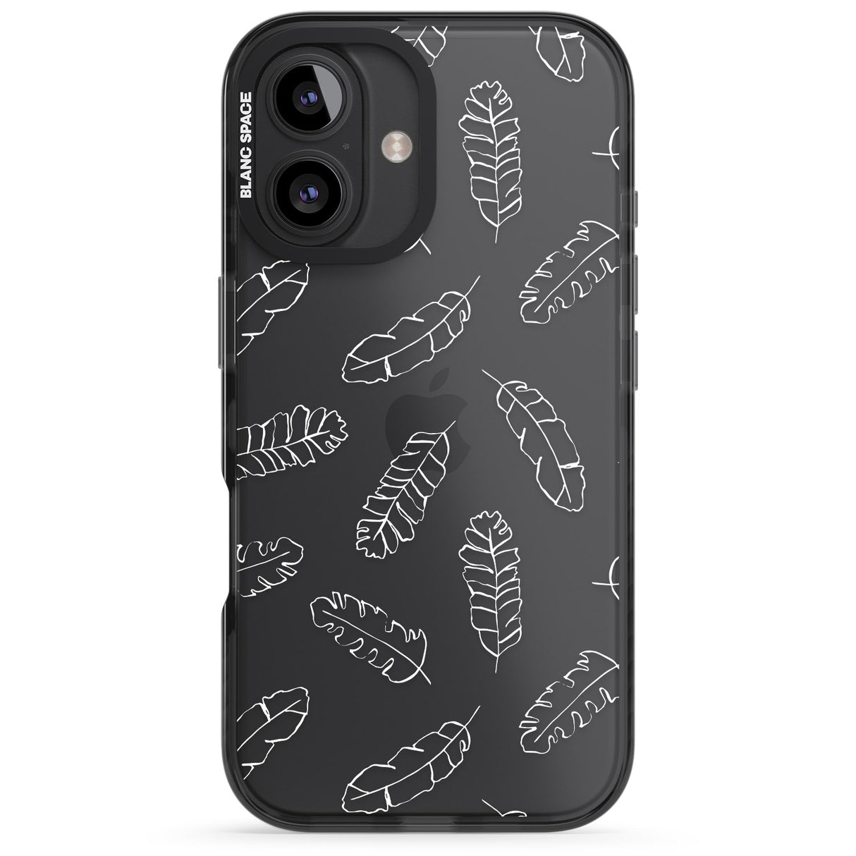 iPhone 16 Pro Max Clear Botanical Designs: Palm Leaves Black Impact Phone Case