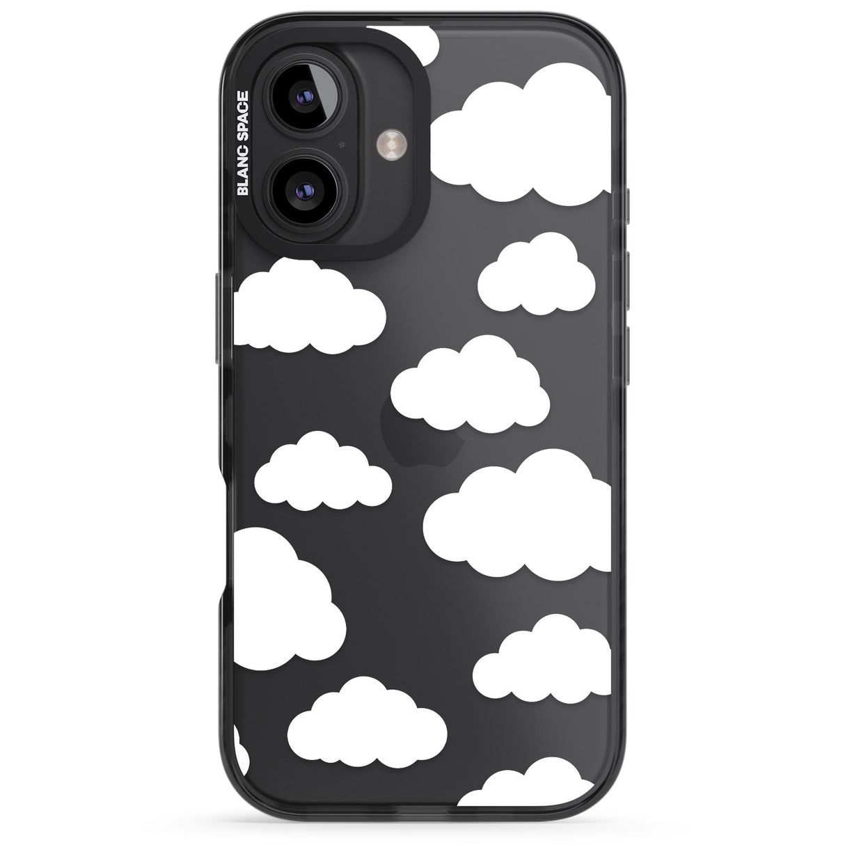 iPhone 16 Pro Max Transparent Cloud Pattern Black Impact Phone Case