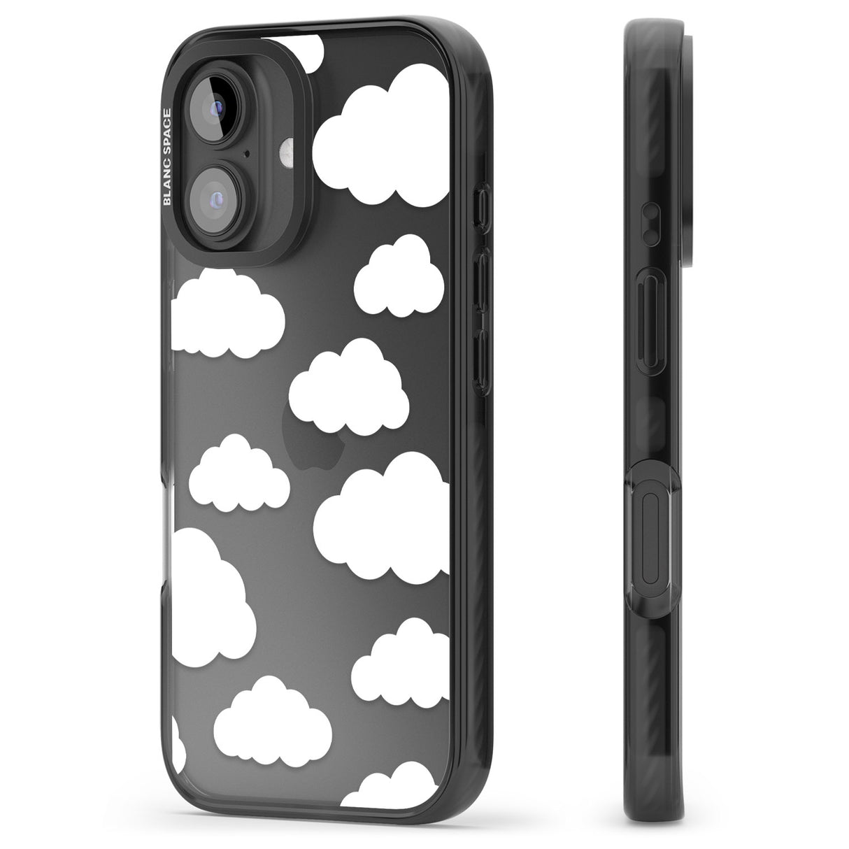 iPhone 16 Pro Max Transparent Cloud Pattern Black Impact Phone Case